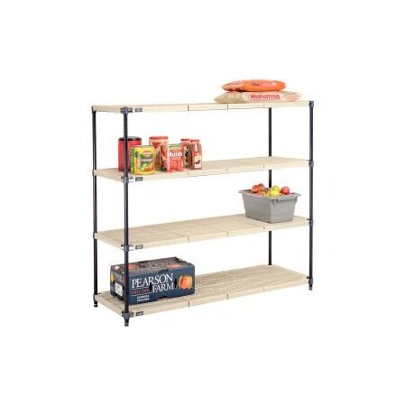Global Equipment Nexel , Nexelite reg , 4 Tier, Vented Plastic Mat Shelving Unit, 60"W x 21"D x 54"H PM21605N